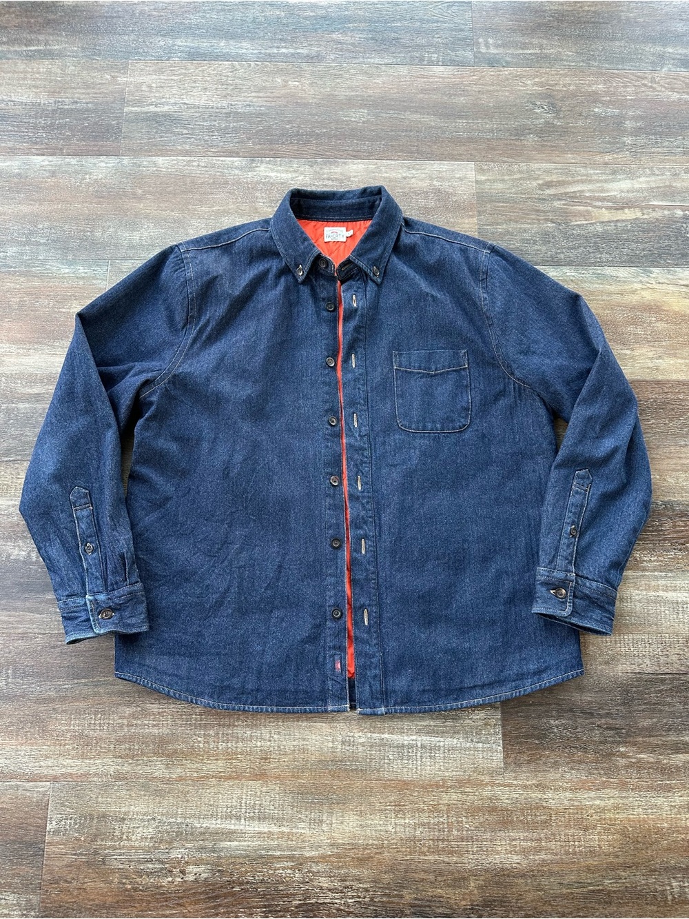 Faherty Shirt Jacket Mens Size XL Denim Quilt Lined Shacket Chore